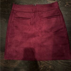 LOFT Burgundy Suede Skirt